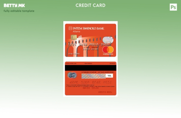 Модерен стил на Албанија Шаблон за банкарска дебитна мастеркард Intesa Sanpaolo